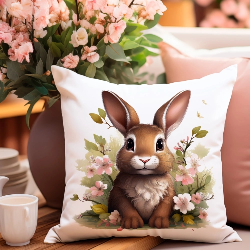 PODUSZKA WIOSENNA WIELKANOCNA 40x40 JASIEK WIELKANOC DEKORACYJNA KRÓLIK