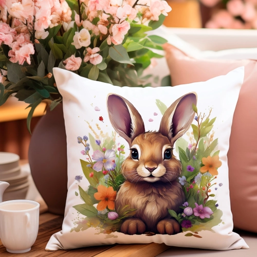 PODUSZKA WIOSENNA WIELKANOCNA 40x40 JASIEK WIELKANOC DEKORACYJNA KRÓLIK
