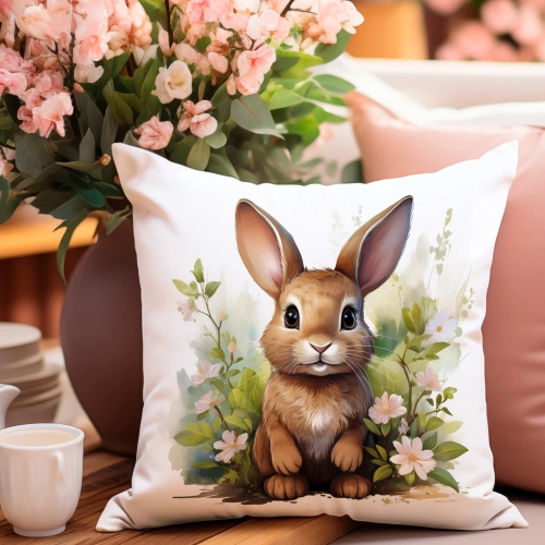 PODUSZKA WIOSENNA WIELKANOCNA 40x40 JASIEK WIELKANOC DEKORACYJNA KRÓLIK