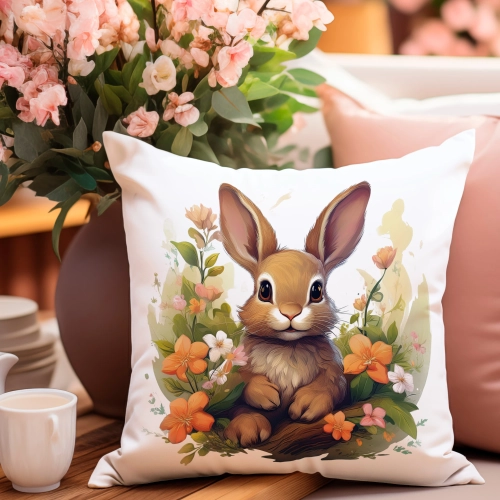 PODUSZKA WIOSENNA WIELKANOCNA 40x40 JASIEK WIELKANOC DEKORACYJNA KRÓLIK