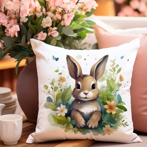 PODUSZKA WIOSENNA WIELKANOCNA 40x40 JASIEK WIELKANOC DEKORACYJNA KRÓLIK