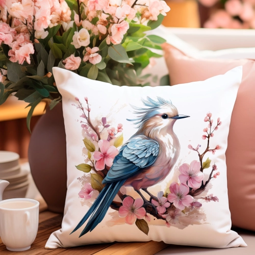 POSZEWKA WELUROWA WIELKANOCNA 40x40 JASIEK  WIOSENNA DEKORACYJNA PTAK