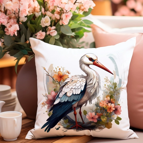 PODUSZKA WIOSENNA WIELKANOCNA 40x40 JASIEK WIELKANOC DEKORACYJNA BOCIAN