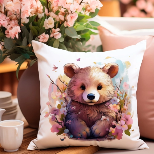 POSZEWKA WELUROWA WIELKANOCNA 40x40 JASIEK  WIOSENNA DEKORACYJNA MIŚ