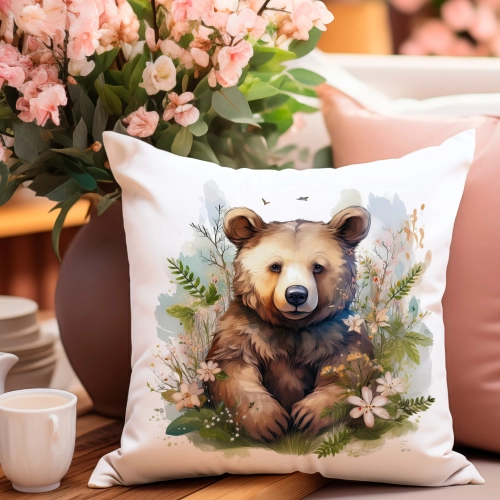 POSZEWKA WELUROWA WIELKANOCNA 40x40 JASIEK  WIOSENNA DEKORACYJNA MIŚ