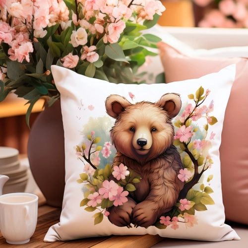 POSZEWKA WELUROWA WIELKANOCNA 40x40 JASIEK  WIOSENNA DEKORACYJNA MIŚ