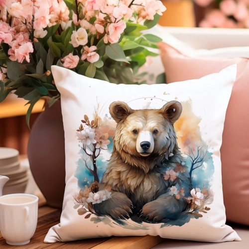 POSZEWKA WELUROWA WIELKANOCNA 40x40 JASIEK  WIOSENNA DEKORACYJNA MIŚ