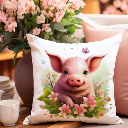 POSZEWKA WELUROWA WIELKANOCNA 40x40 JASIEK  WIOSENNA DEKORACYJNA ŚWINKA