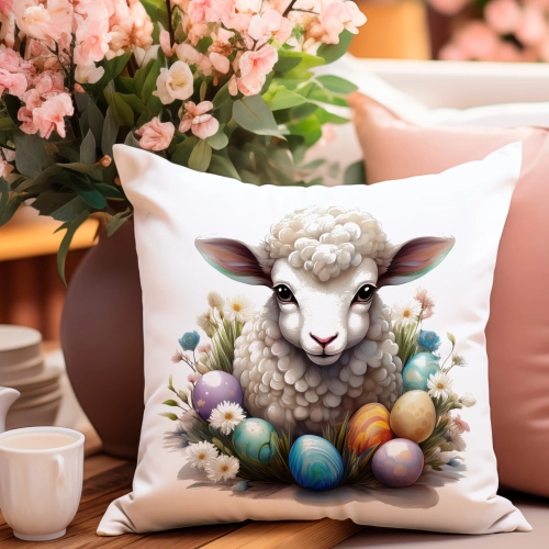 PODUSZKA WIOSENNA WIELKANOCNA 40x40 JASIEK WIELKANOC DEKORACYJNA BARANEK
