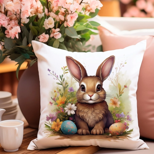 PODUSZKA WIOSENNA WIELKANOCNA 40x40 JASIEK WIELKANOC DEKORACYJNA ZAJĄC