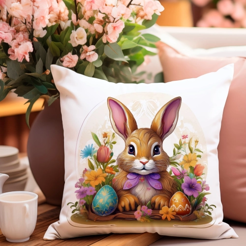 PODUSZKA WIOSENNA WIELKANOCNA 40x40 JASIEK WIELKANOC DEKORACYJNA ZAJĄC
