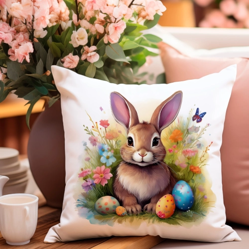 PODUSZKA WIOSENNA WIELKANOCNA 40x40 JASIEK WIELKANOC DEKORACYJNA ZAJĄC