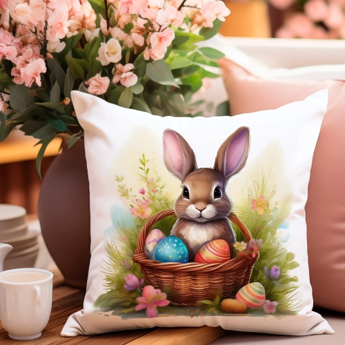 PODUSZKA WIOSENNA WIELKANOCNA 40x40 JASIEK WIELKANOC DEKORACYJNA ZAJĄC
