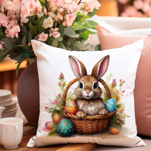 PODUSZKA WIOSENNA WIELKANOCNA 40x40 JASIEK WIELKANOC DEKORACYJNA ZAJĄC