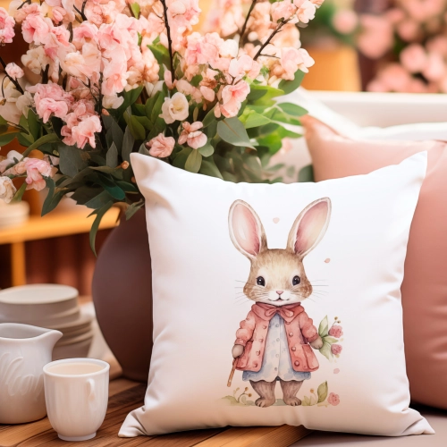 PODUSZKA WIELKANOCNA 40x40 JASIEK WIELKANOC ZAJĄC PISANKI KRÓLIK ŚWIĄTECZNA