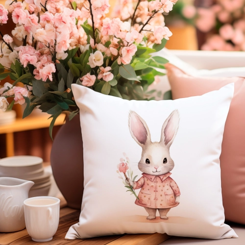 POSZEWKA WELUROWA WIELKANOCNA 40x40 JASIEK  WIOSENNA DEKORACYJNA KRÓLIK