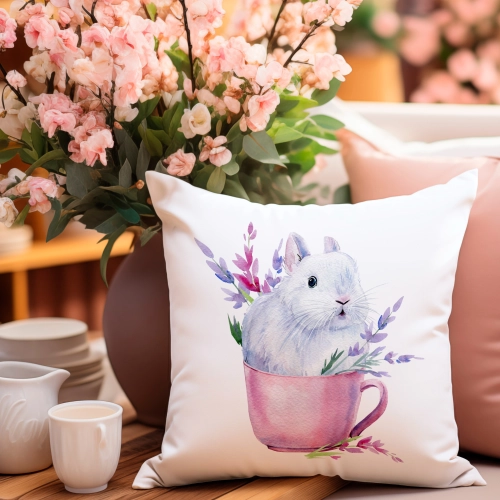 POSZEWKA WELUROWA WIELKANOCNA 40x40 JASIEK  WIOSENNA DEKORACYJNA KRÓLIK