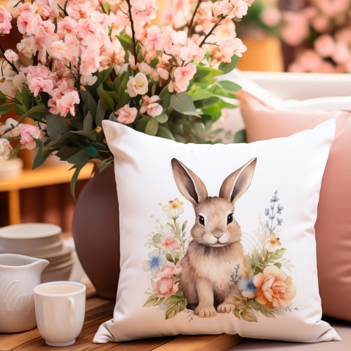 POSZEWKA WELUROWA WIELKANOCNA 40x40 JASIEK  WIOSENNA DEKORACYJNA KRÓLIK