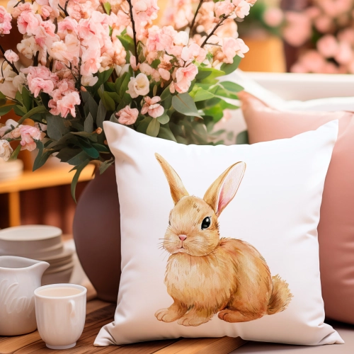POSZEWKA WELUROWA WIELKANOCNA 40x40 JASIEK  WIOSENNA DEKORACYJNA KRÓLIK