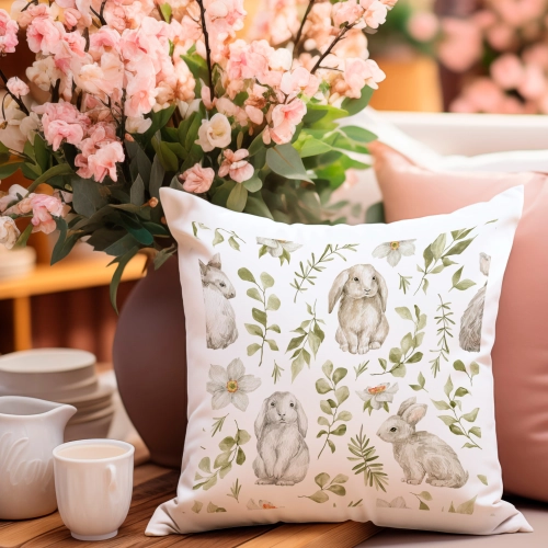 PODUSZKA WIELKANOCNA 40x40 JASIEK WIELKANOC ZAJĄC PISANKI KRÓLIK ŚWIĄTECZNA