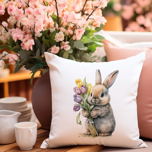 PODUSZKA WIELKANOCNA 40x40 JASIEK WIELKANOC ZAJĄC PISANKI KRÓLIK ŚWIĄTECZNA