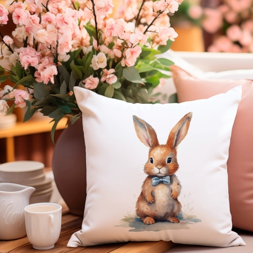 POSZEWKA WELUROWA WIELKANOCNA 40x40 JASIEK  WIOSENNA DEKORACYJNA KRÓLIK