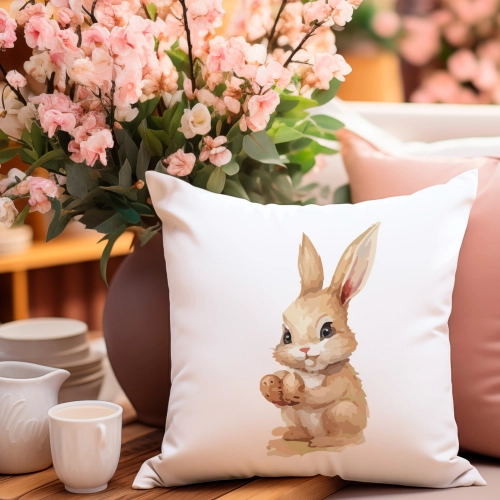 POSZEWKA WELUROWA WIELKANOCNA 40x40 JASIEK  WIOSENNA DEKORACYJNA KRÓLIK