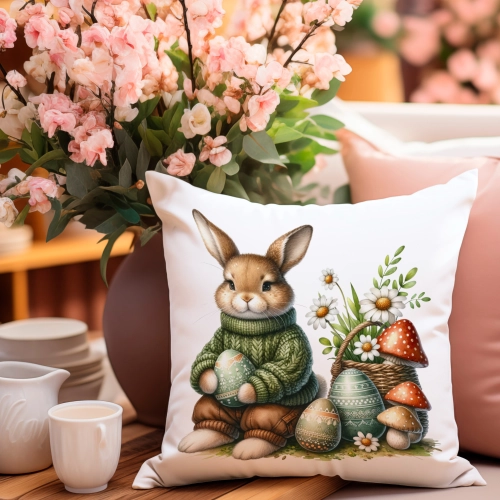 PODUSZKA WIELKANOCNA 40x40 JASIEK WIELKANOC ZAJĄC PISANKI KRÓLIK ŚWIĄTECZNA