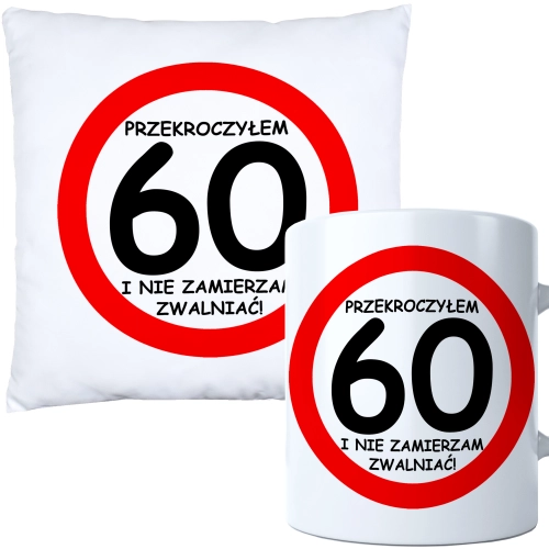 KOMPLET PODUSZKA KUBEK NA 60 URODZINY PREZENT