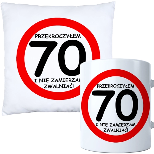 KOMPLET PODUSZKA KUBEK NA 70 URODZINY PREZENT