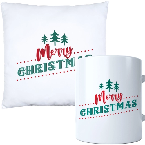 ŚWIĄTECZNY KOMPLET PODUSZKA I KUBEK Z DRUKIEM NA ŚWIĘTA MIKOŁAJA PREZENT