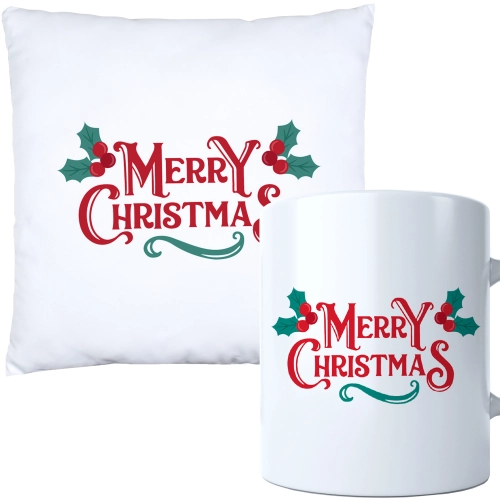 ŚWIĄTECZNY KOMPLET PODUSZKA I KUBEK Z DRUKIEM NA ŚWIĘTA MIKOŁAJA PREZENT