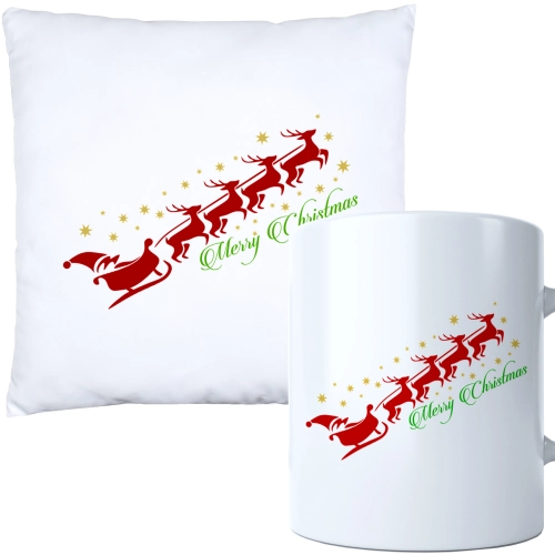 ŚWIĄTECZNY KOMPLET PODUSZKA I KUBEK Z DRUKIEM NA ŚWIĘTA MIKOŁAJA PREZENT