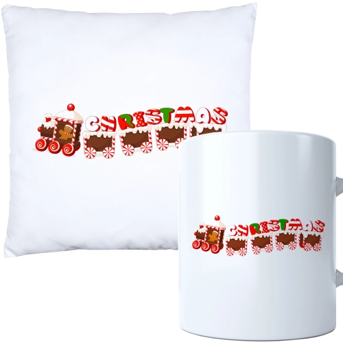 ŚWIĄTECZNY KOMPLET PODUSZKA I KUBEK Z DRUKIEM NA ŚWIĘTA MIKOŁAJA PREZENT