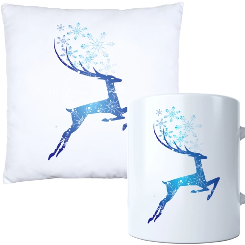 ŚWIĄTECZNY KOMPLET PODUSZKA I KUBEK Z DRUKIEM NA ŚWIĘTA MIKOŁAJA PREZENT