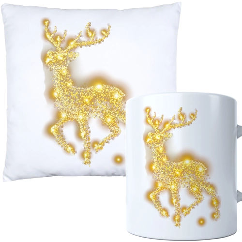 ŚWIĄTECZNY KOMPLET PODUSZKA I KUBEK Z DRUKIEM NA ŚWIĘTA MIKOŁAJA PREZENT