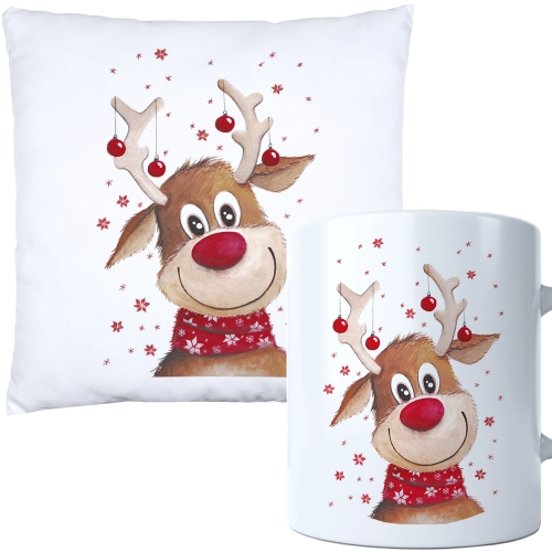 ŚWIĄTECZNY KOMPLET PODUSZKA I KUBEK Z DRUKIEM NA ŚWIĘTA MIKOŁAJA PREZENT