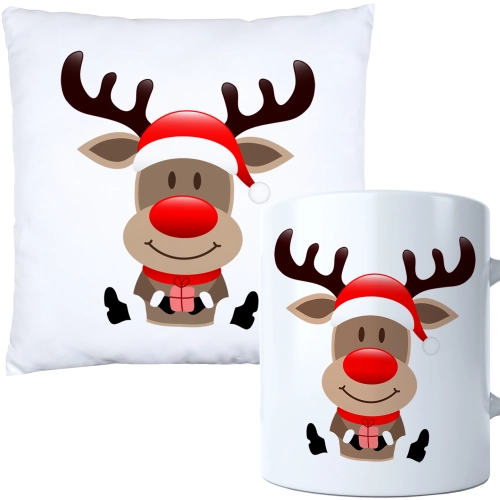 ŚWIĄTECZNY KOMPLET PODUSZKA I KUBEK Z DRUKIEM NA ŚWIĘTA MIKOŁAJA PREZENT