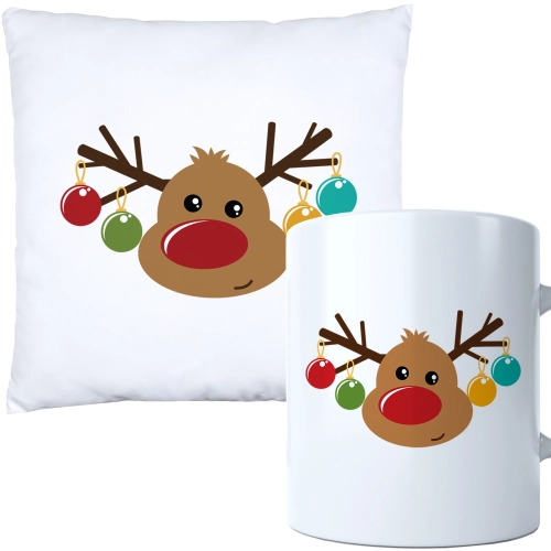 ŚWIĄTECZNY KOMPLET PODUSZKA I KUBEK Z DRUKIEM NA ŚWIĘTA MIKOŁAJA PREZENT