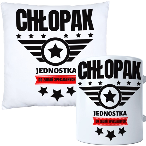 KOMPLET PODUSZKA KUBEK NA DZIEŃ CHŁOPAKA FACETA