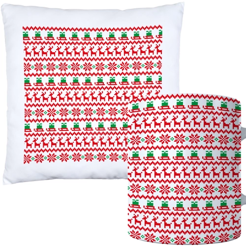 ŚWIĄTECZNY KOMPLET PODUSZKA I KUBEK Z DRUKIEM NA ŚWIĘTA MIKOŁAJA PREZENT