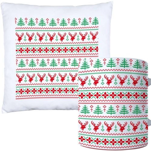 ŚWIĄTECZNY KOMPLET PODUSZKA I KUBEK Z DRUKIEM NA ŚWIĘTA MIKOŁAJA PREZENT