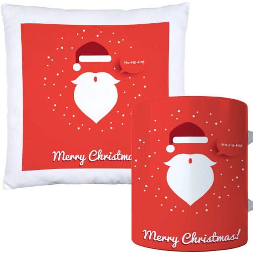 ŚWIĄTECZNY KOMPLET PODUSZKA I KUBEK Z DRUKIEM NA ŚWIĘTA MIKOŁAJA PREZENT