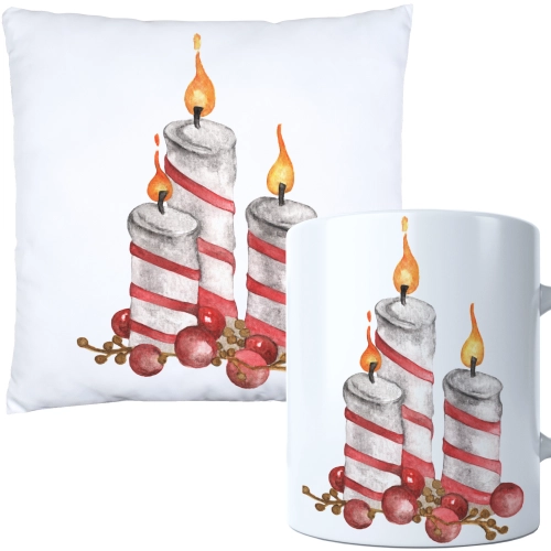 ŚWIĄTECZNY KOMPLET PODUSZKA I KUBEK Z DRUKIEM NA ŚWIĘTA MIKOŁAJA PREZENT