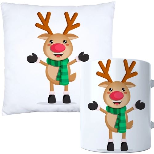 ŚWIĄTECZNY KOMPLET PODUSZKA I KUBEK Z DRUKIEM NA ŚWIĘTA MIKOŁAJA PREZENT