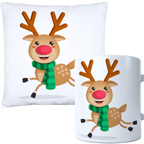 ŚWIĄTECZNY KOMPLET PODUSZKA I KUBEK Z DRUKIEM NA ŚWIĘTA MIKOŁAJA PREZENT