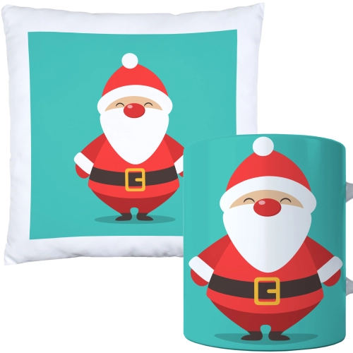 ŚWIĄTECZNY KOMPLET PODUSZKA I KUBEK Z DRUKIEM NA ŚWIĘTA MIKOŁAJA PREZENT