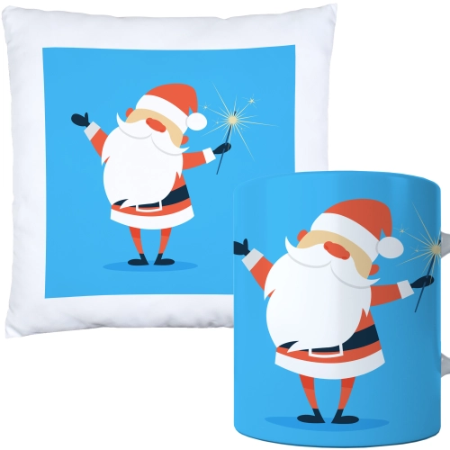 ŚWIĄTECZNY KOMPLET PODUSZKA I KUBEK Z DRUKIEM NA ŚWIĘTA MIKOŁAJA PREZENT