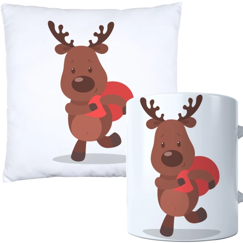 ŚWIĄTECZNY KOMPLET PODUSZKA I KUBEK Z DRUKIEM NA ŚWIĘTA MIKOŁAJA PREZENT