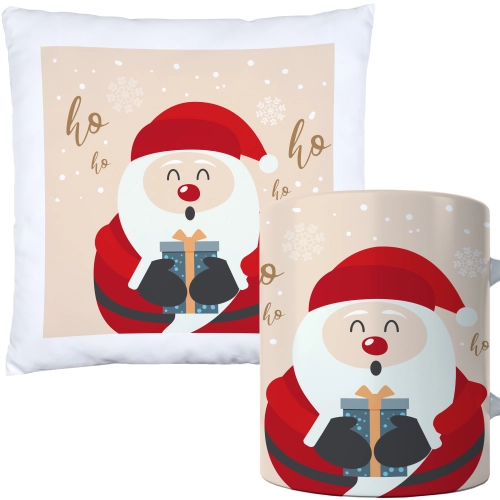 ŚWIĄTECZNY KOMPLET PODUSZKA I KUBEK Z DRUKIEM NA ŚWIĘTA MIKOŁAJA PREZENT